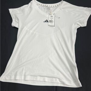Adidas Women’s White Fitted V Neck Cap Sleeve Tee XS NWT #0893